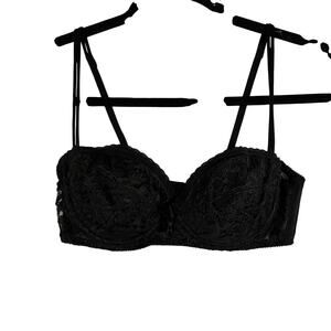 Vintage Victorias Secret Gold Label Black Lined Lace Underwire Bra 36B 1907